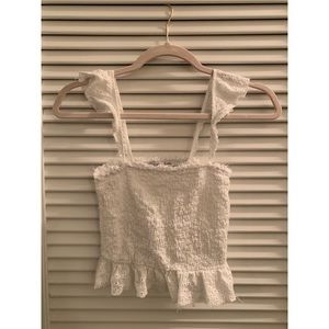 Gab and Kate white eyelet crop top